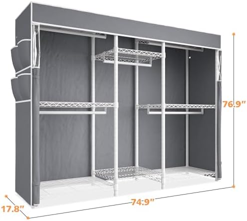 Raybee Clothes Rack with Cover, Portable Closets for Hanging Clothes 900LBS - Image 6