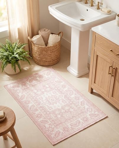 Rugs.com - Outdoor Aztec Rug – 2' x 3' 1 Pink Washable Indoor/Outdoor Rug – Perfect for Patio, Porch, and Entryway - Image 5
