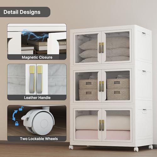 UAMFURI Stackable Storage Bins with Lids, 540QT Extra Large Storage Cabinet - Image 4