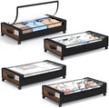 Yecaye Under Bed Storage with Wheels, 4 Pack Under Bed Storage Containers, Underbed Shoe Storage Organizer, Rolling Under Bed Metal Drawers for Clothes, Blankets, Brown by Yecaye