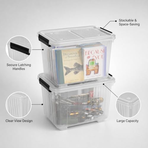 4-Pack 50 Quart Plastic Storage Bins Wheels & Latching Lids - Image 5