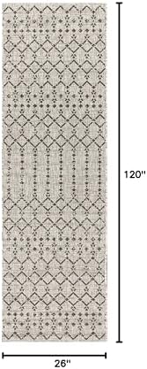 Eyely Moroccan Woven Runner Rug 2X10 Lt Gray/Black, Indoor Outdoor Rug - Image 2