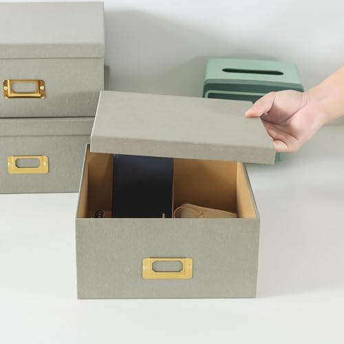 Soul & Lane - Gray Decorative Photo Storage Boxes with Lids, Set of 3 - Image 3