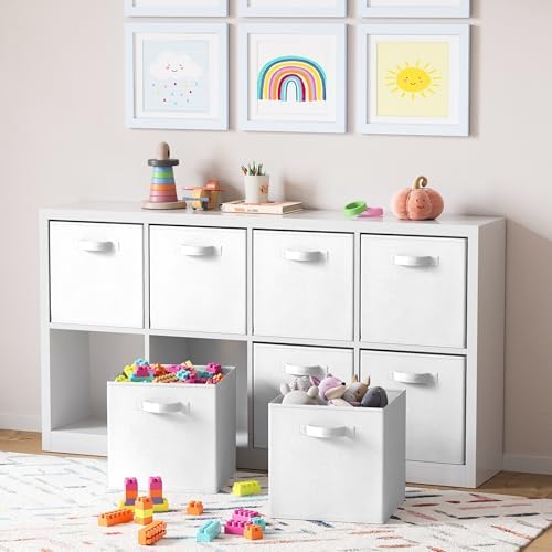 Fabric Storage Cubes for Cube Organizer - 8 Pack Heavy Duty Storage Bins - 13 Inch Cube Storage Bin, Use As A Clothes Storage Box In Closet, Baskets For Shelves or Cubbies Storage bins (White) - Image 5