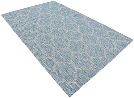 Unique Loom Outdoor Trellis Collection Area Rug (5' 1" x 8' Rectangle, Aquamarine/ Gray) - Image 5
