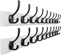 Dseap Coat Rack Wall Mounted: 10-Hooks, 38-1/4" Long, 16" Hole to Hole, Wood Coat Hooks Wall Mounted, Hook Rack, Hook Rail, Hooks for Hanging Coats, White & Black, Pack of 2 by Dseap