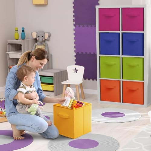 Sorbus Foldable Fabric Storage Cubes, 12 Pack (13 Inch, Bright Rainbow) - Image 4