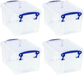 Really Useful Box 1.6 Liter Plastic Stackable Storage Container, 4 Pack by ReallyUsefulBox