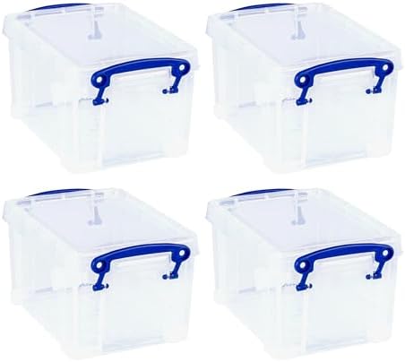 Really Useful Box 1.6 Liter Plastic Stackable Storage Container, 4 Pack by ReallyUsefulBox