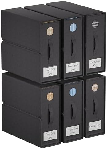 TRZZ 6-Pack Foldable Bed Sheet Storage Bins, Window with Labels, Black by TRZZ