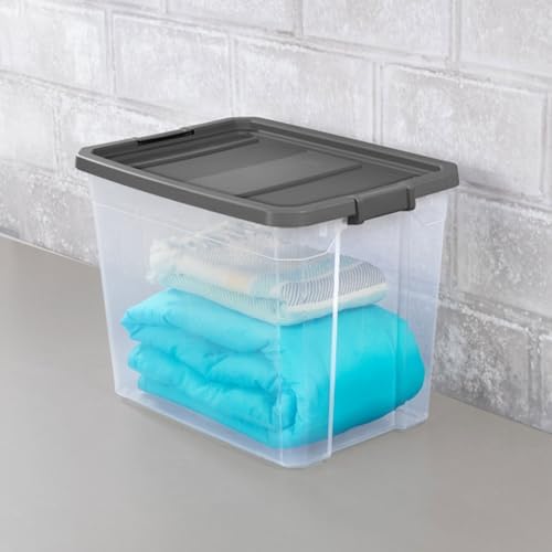 Sterilite 8-Pack Modular Stacker Box, Durable Clear Plastic Storage Bins with Latching Lids, 108 Quart - Stackable Organizing Container Boxes for Closet, Bathroom, and Office - Image 5