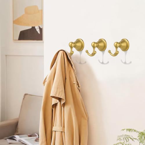 khtumeware 4 Pack 2-1/2 inch Brushed Gold Vintage Towel Hooks - Image 3