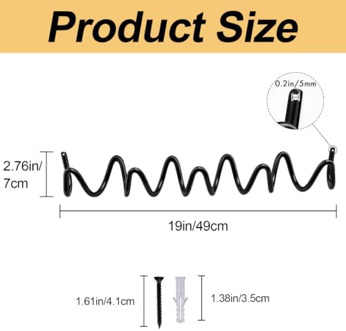 RRG Wavy Wall Mount Coat Rack,19 Inch Black Heavy Duty Wave Hook Strip - Image 3