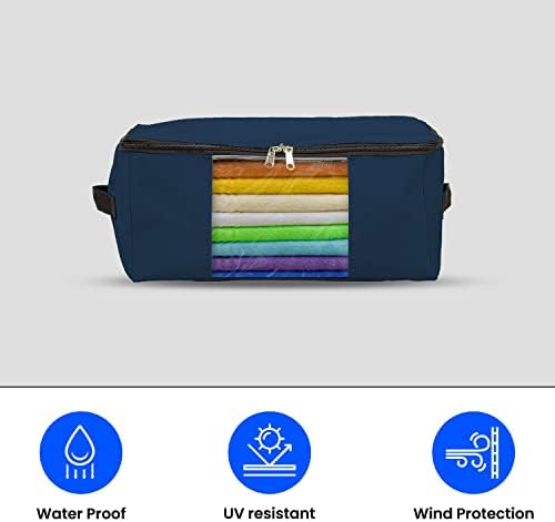 Covers & All Storage Bags, 90 litres Large size Space Saver bags Heavy Duty Storage Organizer Multipurpose, 12 Oz Waterproof UV-Resistant & Tear-Proof (23"L x 17"W x 14"H Inches, Blue, Pack of 3) - Image 3