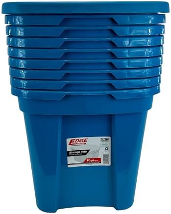 Edge Plastics Classic Storage Tote, durable storage in for home or garage with secure snap lid designed for stacking (9, Aqua, 10 Gallon) - Image 2