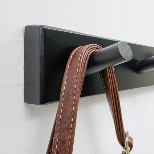 WEBI Coat Rack Wall Mounted,10 Hooks,38" Long Coat Hanger Wall Mount,Bamboo Peg Rail Hat Hooks for Hanging Caps,Jacket,Clothes,Coats,Black,2 Packs - Image 3