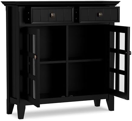 SIMPLIHOME Acadian 2-Seater Storage Bench and Cabinet Set in Black - Image 7