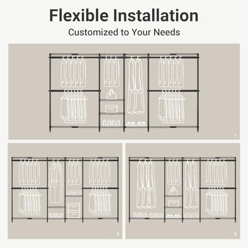 VIPEK X4 Expandable Heavy Duty Clothes Rack Wardrobe Closet Organizer Black - Image 5