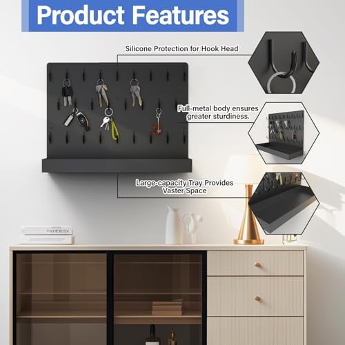 Key Holder for Wall, Metal Key Rack with 26 Hooks, 17" x13" Wall Mounted Key Hooks, Black Key Hanger for Garage, Car Dealer, Office, Hotel, Real Estate - Image 2