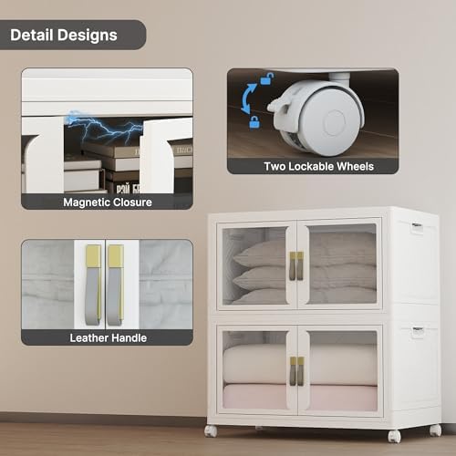 544QT Stackable Storage Bins with Lids, 136Gal Foldable Storage Cabinets - Image 6
