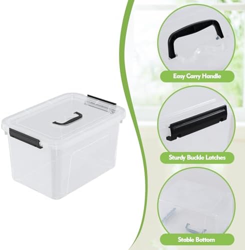 Wekioger 4 Packs Plasitc Lidded Storage Bins, Clear Latching Boxes 10 Quart - Image 7