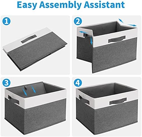 GhvyenntteS 6 Pack Fabric Storage Bins, 15x11x9.6 inch Closet Storage Bins for Shelves with 3 Handles, Foldable Storage Baskets for Shelves, Sturdy Closet Organizers and Storage - Image 5