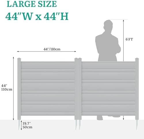YITAHOME 44" W X 44" H Air Conditioner Fence Privacy Screen with Metal Stakes, Outdoor Trash Can Enclosure, Vinyl Pool Equipment Enclosure (4 Panels, Light Gray) - Image 6
