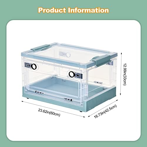 Ergocar Foldable Storage Boxes, Large Plastic Storage Boxes with Lid, Stackable Organiser, Wardrobe Storage Organiser, Grocery Storage, for Bedroom, Wardrobe, Office, Garage - Image 7