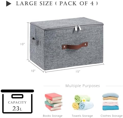 4PCS Storage Bins with Zipper Lids Decorative Lidded Basket Box - Image 3