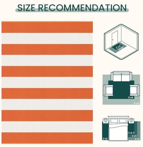 KOZYFLY Striped Rug 4x6 ft Orange and White Halloween Fall Front Door Rugs - Image 3