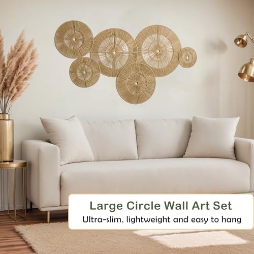 SOONOW Boho Wall Baskets Decor, 6 Pack (17", 15", 13", 11", 9", 7") - Image 4