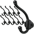 WEBI Rustic Coat Hooks Wall Mount,10 Cast Iron Wall Hooks for Hanging Heavy Duty Antique Backpack Hooks Vintage Decorative Wall Hooks for Farmhouse,Closet,Mudroom,Robe,Coats,Clothes,Black by WEBI