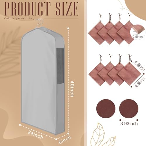 Briwooody Cotton Garment Bags, 2 Sets, Moth Protection,40 x 24 x 6 in, Grey - Image 2