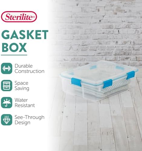 Sterilite Gasket Storage Box with Lids for Home & Office, 37 Quart, 8-Pack - Image 2