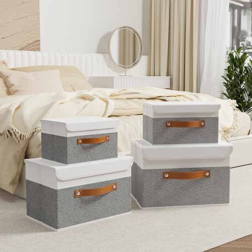 OUTBROS Storage Bins with Lids, White/Grey, 5 Pack 10.2 x 7.9 x 6.7in - Image 4