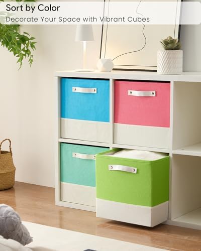 Cube Storage Bins | 13"x15"x13", Macaron & White, 4 Pack - Image 2