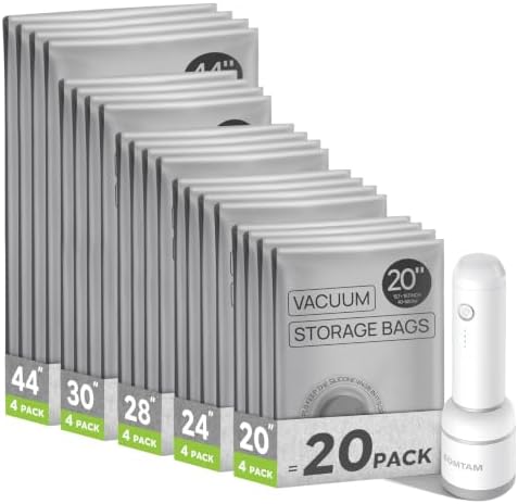 Vacuum Storage Bags with Rechargeable Pump for Travel, 20 Combo Set by EOMTAM