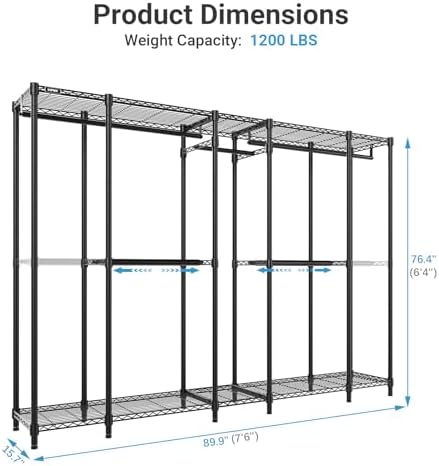 VIPEK V50 Basic Expandable Clothes Rack, Heavy Duty Closet System, Black - Image 6