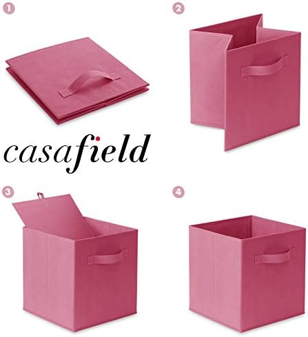 Casafield Set of 12 Collapsible Fabric Cube Storage Bins, Hot Pink - 11" Foldable Cloth Baskets for Shelves, Cubby Organizers & More - Image 6