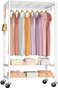 FUTASSI Rolling Clothes Rack, Clothing Racks for Hanging Clothes, White by FUTASSI