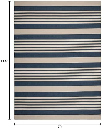 SAFAVIEH Courtyard Outdoor Area Rug 6'7"x9'6", Navy & Beige CY6062-268 - Image 2