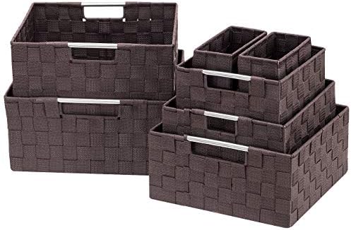 Sorbus Baskets for Organizing, 7-Piece Hand-Woven Storage Set (Chocolate) by Sorbus