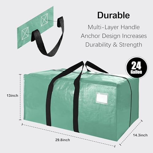 VELVETSURE 12 Pack Heavy Duty Large Moving Bags W/Backpack Straps - Strong Handles & Zippers, Storage Totes For Space Saving, Fold Flat, Alternative to Moving Box and Storage Bin, Teal - Image 2