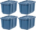 IRIS USA 4-Pack 12 Gal Heavy Duty Storage Tote Bins with Lids, Navy by IRISUSA