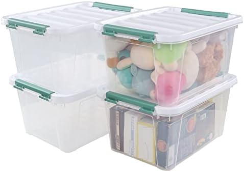 Latching Storage Bins with Lids, 20 Qt Stackable Box, 4-Pack by Parlynies