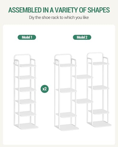 Hzuaneri 6 Tiers Vertical Shoe Rack, Tall Shoes Shelf with 2 Hooks - Image 5