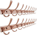 SKOLOO Wall Mounted Coat Rack - 10 Hooks, Pack of 2, Heavy Duty, Stainless Steel, Metal Wall Hanger, Sturdy Coat Hooks for Hanging Coats, Jackets, Clothes, Hats - Matte Rose Gold by SKOLOO
