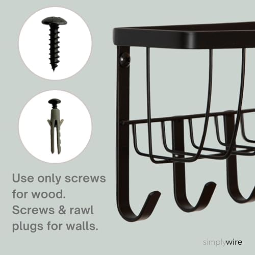 simplywire – Letter and Key Holder - Wall Mounted – 6 Hooks - Matt Black - Image 5