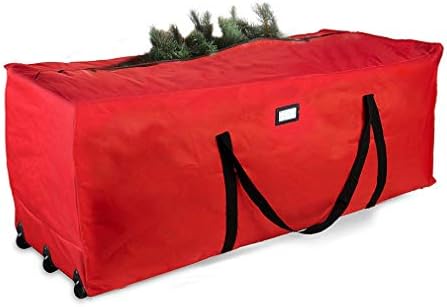 ProPik Christmas Rolling Tree Storage Bag, Fits Up to 9 Ft Tall Disassembled Trees, 28" X 16.5" X 60", Extra Large Heavy Duty Storage Container with Wheels & Handles, 600D Oxford (Red) - Image 7