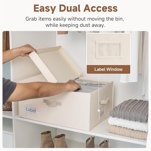 StorageWorks Large Decorative Storage Boxes with Lids, Cream White - Image 3